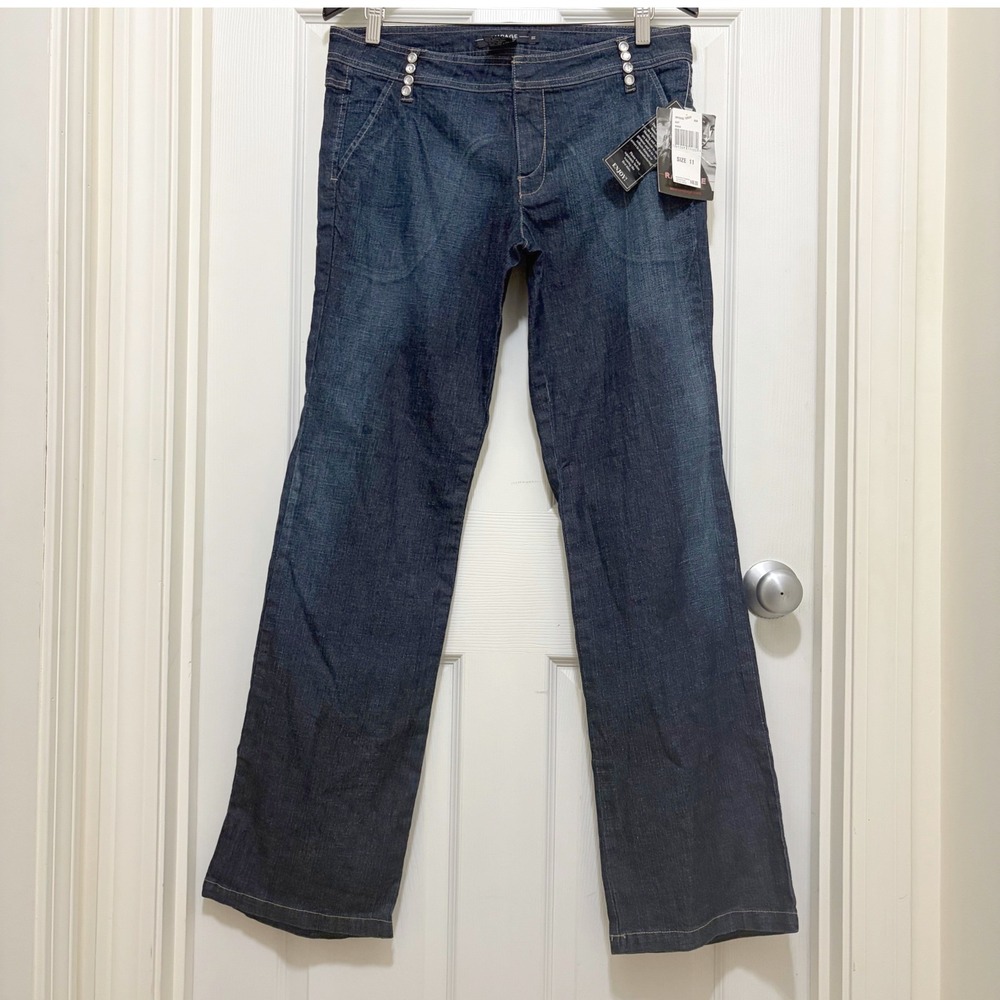 NEW Vintage Y2K Rampage Bootcut Jeans Sz 11 Dark Wash Faded Rhinestones McBling